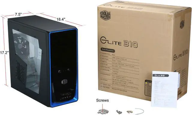 Alt view image 9 of 9 - Cooler Master Elite RC-310-BWN1-GP Black Steel / Plastic ATX Mid Tower Computer Case