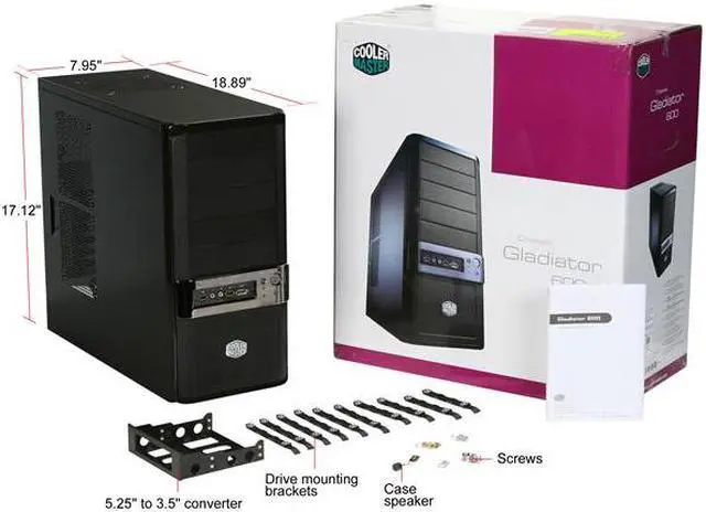 Alt view image 9 of 9 - Cooler Master Gladiator 600 RC-600-KKN1-GP Black SECC Body ; Mesh Front bezel ATX Mid Tower Computer Case