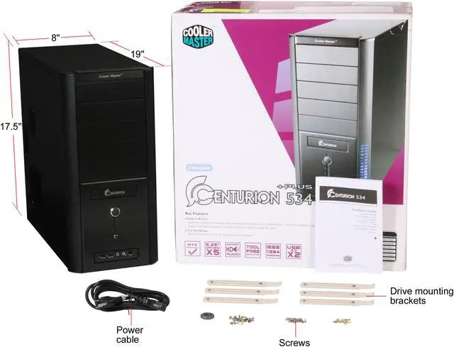 Alt view image 9 of 9 - Cooler Master Centurion 534 RC-534-KKRK-GP Black Aluminum & Mesh bezel / SECC Chassis ATX Mid Tower Computer Case 460W Power Supply