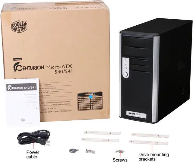 Alt view image 9 of 9 - Cooler Master Centurion 541 RC-541-SKRJ-GP Black Aluminum bezel, SECC chassis Micro ATX Mini Tower Computer Case 400W Power Supply