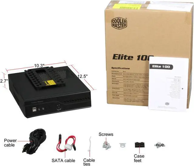 Alt view image 7 of 7 - COOLER MASTER Elite 100 RC-100-KKP3-GP Black Steel / Plastic MITX/MATX Slim Case Computer Case Flex ATX 150W, Active PFC Power Supply