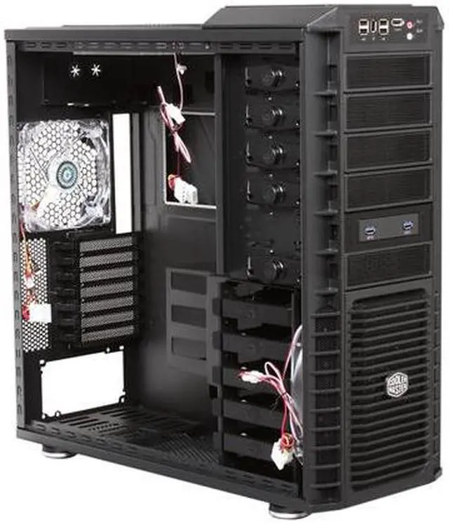 Alt view image 7 of 10 - Cooler Master HAF 932 Advanced Blue Edition - High Air Flow Full Tower Computer Case with USB 3.0 and All-Black Interior