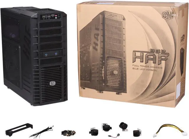 Alt view image 10 of 10 - Cooler Master HAF 932 Advanced Blue Edition - High Air Flow Full Tower Computer Case with USB 3.0 and All-Black Interior