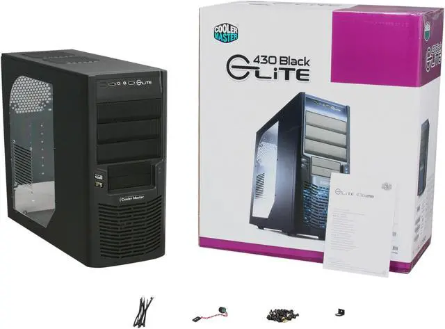 Alt view image 9 of 9 - Cooler Master Elite 430 - Mid Tower Computer Case with All-Black Interior and Windowed Side Panel