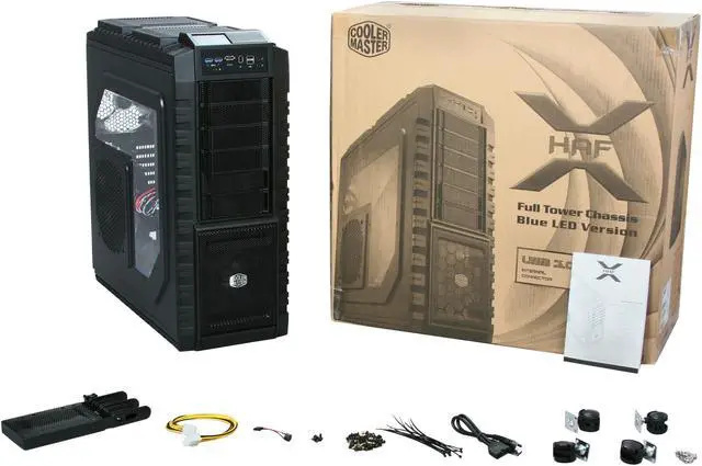 Alt view image 10 of 10 - Cooler Master HAF X Blue Edition - High Air Flow Full Tower Computer Case with Windowed Side Panel and USB 3.0