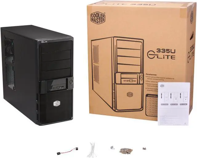Alt view image 9 of 9 - Cooler Master Elite 335 Upgraded RC-335U-KKN1 Black Steel / Plastic ATX Mid Tower Computer Case