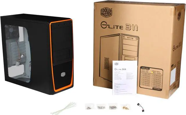 Alt view image 9 of 9 - Cooler Master Elite 311 RC-311B-OWN1 Orange Steel / Plastic ATX Mid Tower Computer Case