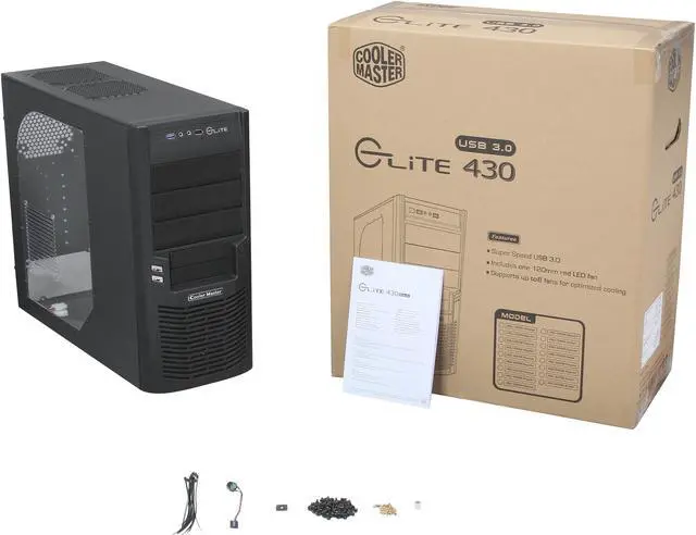 Alt view image 9 of 9 - Cooler Master Elite 430 Red Edition - Mid Tower Computer Case with Windowed Side Panel and All-Black Interior