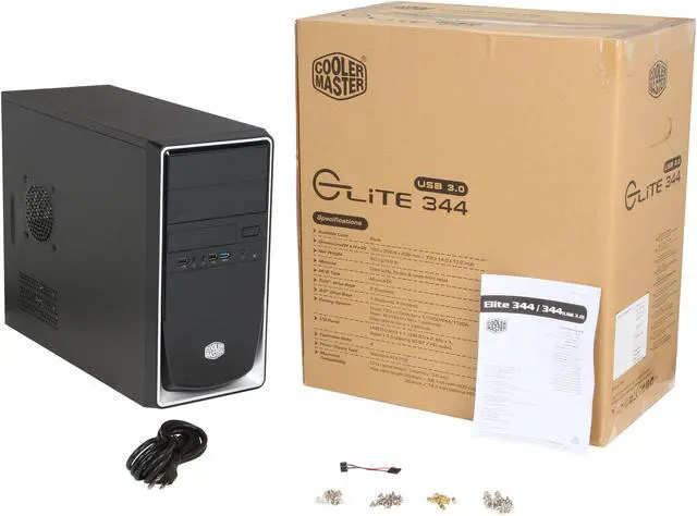 Alt view image 9 of 9 - Cooler Master Elite 344 - Mini Tower Computer Case with 350W Power Supply and USB 3.0