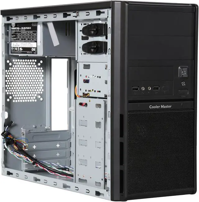 Alt view image 7 of 9 - Cooler Master Elite 342 RC-342-KKRJ-GP Black Steel / Plastic Micro ATX Mini Tower Computer Case 400W Power Supply