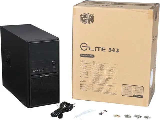 Alt view image 9 of 9 - Cooler Master Elite 342 RC-342-KKRJ-GP Black Steel / Plastic Micro ATX Mini Tower Computer Case 400W Power Supply