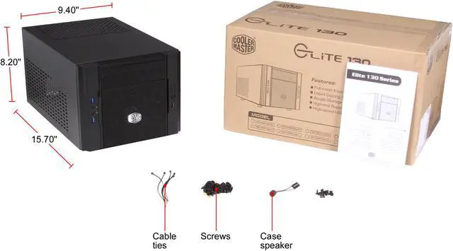 Alt view image 12 of 12 - Cooler Master Elite 130 - Mini-ITX Computer Case with Mesh Front Panel and Water Cooling Support