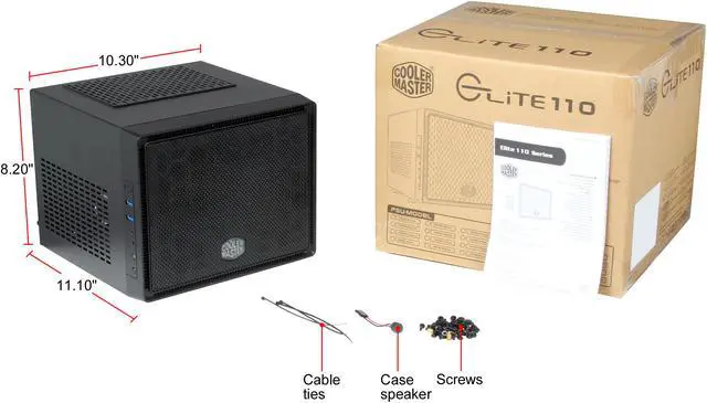 Alt view image 13 of 12 - COOLER MASTER Elite 110 RC-110-KKN2 Midnight Black Steel / Plastic Mini-ITX Tower Computer Case