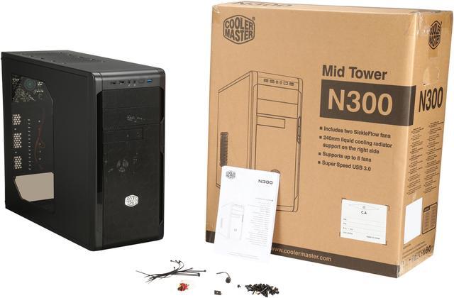 Alt view image 10 of 9 - Cooler Master N300 NSE-300-KWN1 Midnight Black Polymer, mesh front bezel ATX Mid Tower Computer Case Compatible with Standard ATX PS2 (not included) Power Supply