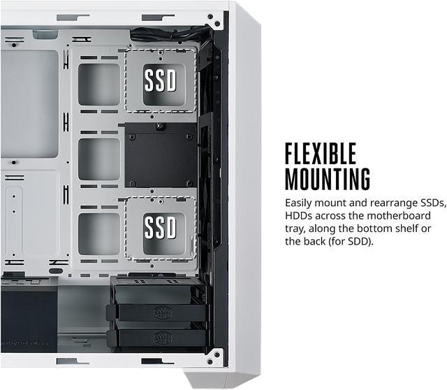 Alt view image 6 of 9 - Cooler Master MasterBox 5 Black & White Mid-tower with Internal Configuration, 6 Routing Cut-outs, Support Up to E-ATX Motherboard, 9 SSD mount positions and 7 Expansion Slots