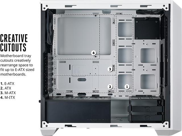 Alt view image 8 of 9 - Cooler Master MasterBox 5 Black & White Mid-tower with Internal Configuration, 6 Routing Cut-outs, Support Up to E-ATX Motherboard, 9 SSD mount positions and 7 Expansion Slots