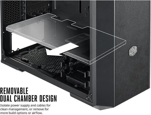 Alt view image 5 of 11 - MasterCase Pro 3 Micro-ATX with FreeForm Modular System, Sliding Clip-and-click Panel, Removable Dual Chamber, Dual GPU Support and Modular Cooling Brackets by Cooler Master