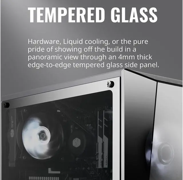 Alt view image 13 of 16 - Cooler Master MasterBox Lite 3.1 TG mATX Case with Dark Mirror Front Panel, Tempered Glass Side Panel Customizable Trim Colors