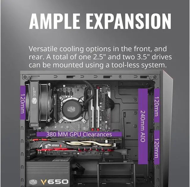 Alt view image 14 of 16 - Cooler Master MasterBox Lite 3.1 TG mATX Case with Dark Mirror Front Panel, Tempered Glass Side Panel Customizable Trim Colors