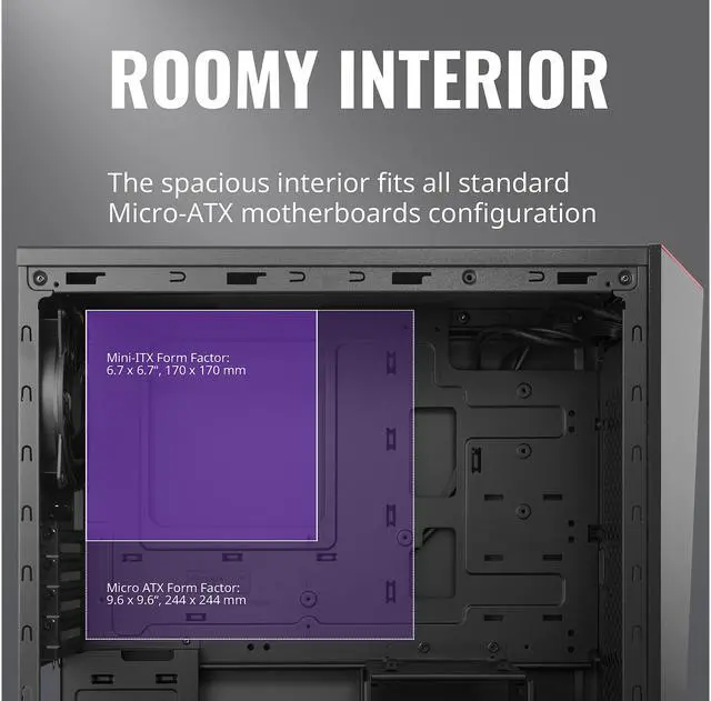Alt view image 16 of 16 - Cooler Master MasterBox Lite 3.1 TG mATX Case with Dark Mirror Front Panel, Tempered Glass Side Panel Customizable Trim Colors