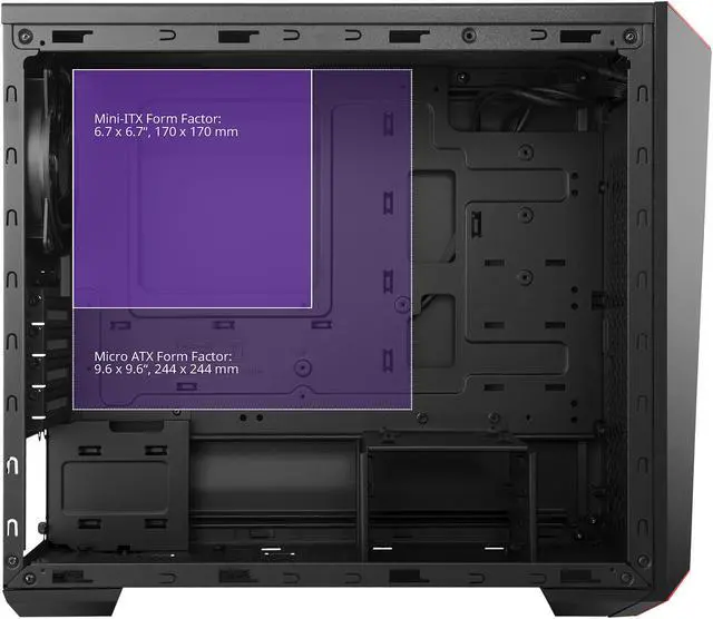 Alt view image 5 of 16 - Cooler Master MasterBox Lite 3.1 TG mATX Case with Dark Mirror Front Panel, Tempered Glass Side Panel Customizable Trim Colors