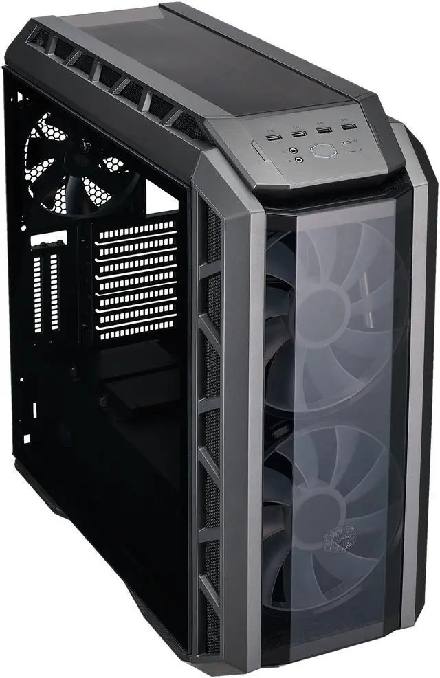 Alt view image 4 of 11 - MasterCase H500P ATX Mid-Tower Case with two 200mm RGB fans in the front, light grey tinted tempered glass side panel, cable management covers and up to 360mm radiator support by Cooler Master