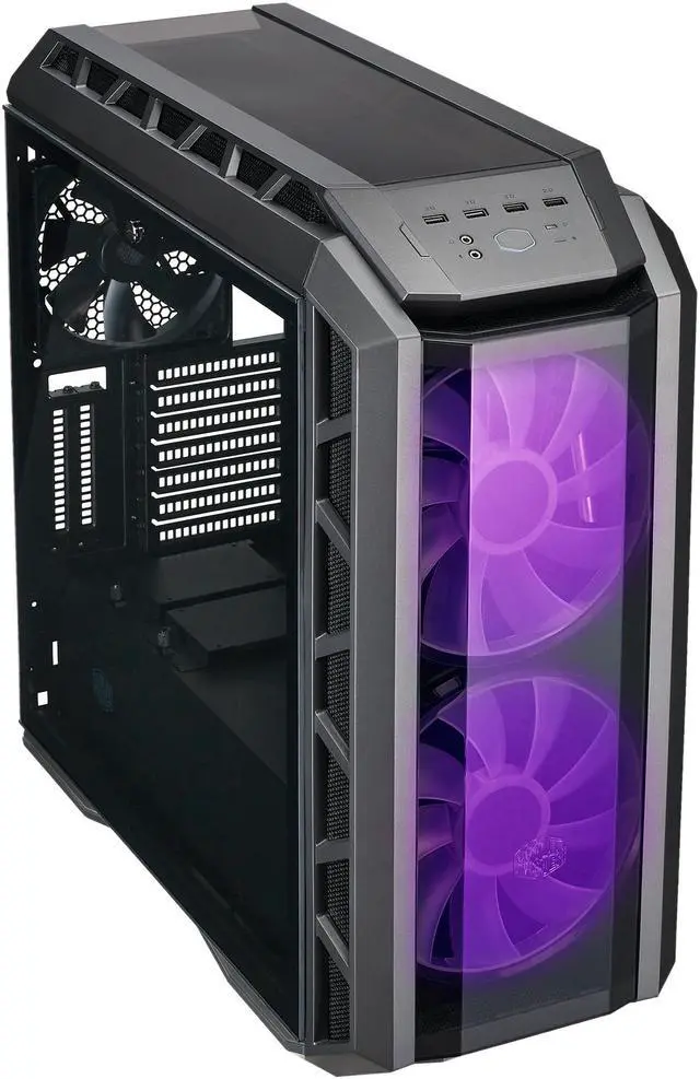 Alt view image 3 of 11 - MasterCase H500P ATX Mid-Tower Case with two 200mm RGB fans in the front, light grey tinted tempered glass side panel, cable management covers and up to 360mm radiator support by Cooler Master