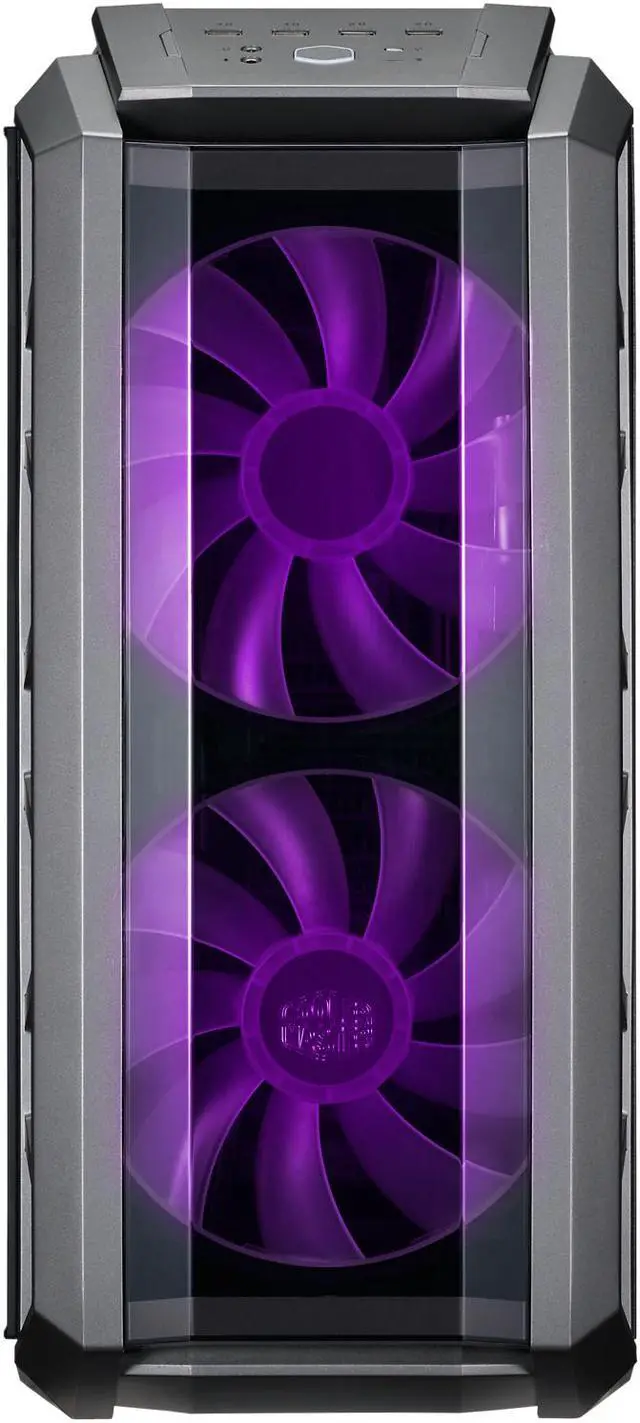Alt view image 2 of 11 - MasterCase H500P ATX Mid-Tower Case with two 200mm RGB fans in the front, light grey tinted tempered glass side panel, cable management covers and up to 360mm radiator support by Cooler Master