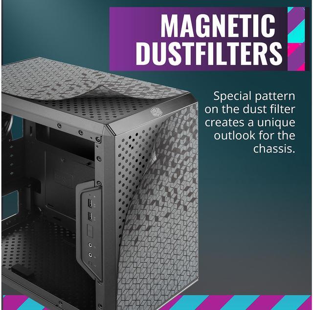Alt view image 2 of 19 - Cooler Master MasterBox Q300L Micro ATX Tower w/ Magnetic Design Dust Filter, Transparent Acrylic Side Panel, Adjustable I/O & Fully Ventilated for Airflow, MCB-Q300L-KANN-S00