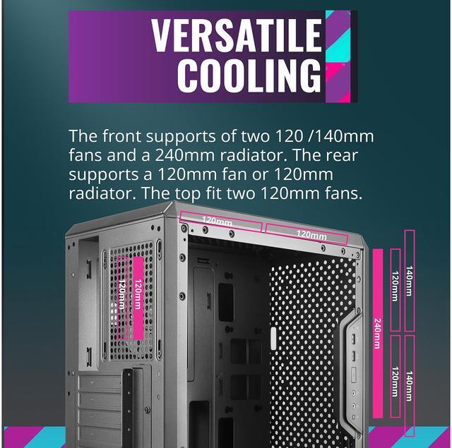Alt view image 6 of 19 - Cooler Master MasterBox Q300L Micro ATX Tower w/ Magnetic Design Dust Filter, Transparent Acrylic Side Panel, Adjustable I/O & Fully Ventilated for Airflow, MCB-Q300L-KANN-S00