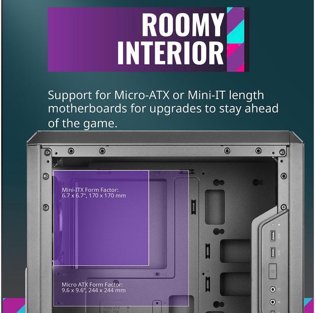 Alt view image 7 of 19 - Cooler Master MasterBox Q300L Micro ATX Tower w/ Magnetic Design Dust Filter, Transparent Acrylic Side Panel, Adjustable I/O & Fully Ventilated for Airflow, MCB-Q300L-KANN-S00