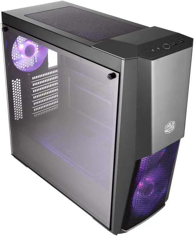 Alt view image 6 of 11 - Cooler Master MasterBox MB500 ATX Mid-Tower w/ Front Semi-Meshed Ventilation, Tempered Glass Side Panel & 3 x 120mm RGB Fans