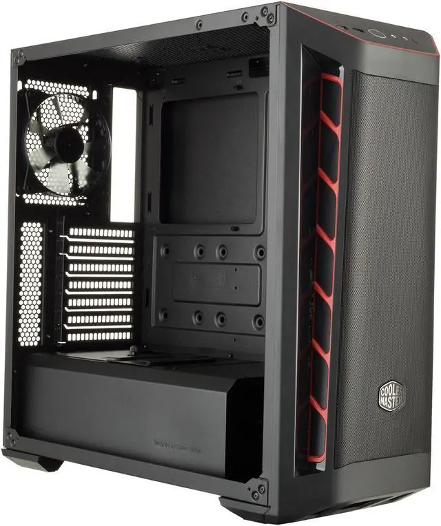 Alt view image 4 of 16 - Cooler Master MasterBox MB511 ATX Mid-Tower with Front Mesh Ventilation, Front Side Red Accent Mesh Intake & Transparent Acrylic Side Panel