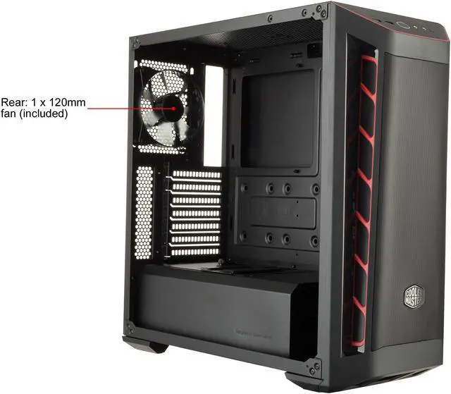 Alt view image 5 of 16 - Cooler Master MasterBox MB511 ATX Mid-Tower with Front Mesh Ventilation, Front Side Red Accent Mesh Intake & Transparent Acrylic Side Panel