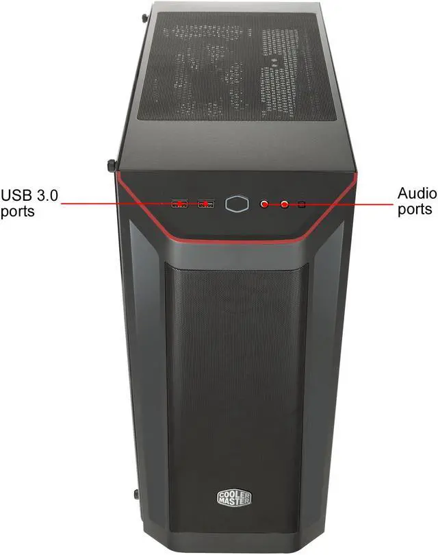 Alt view image 7 of 16 - Cooler Master MasterBox MB511 ATX Mid-Tower with Front Mesh Ventilation, Front Side Red Accent Mesh Intake & Transparent Acrylic Side Panel