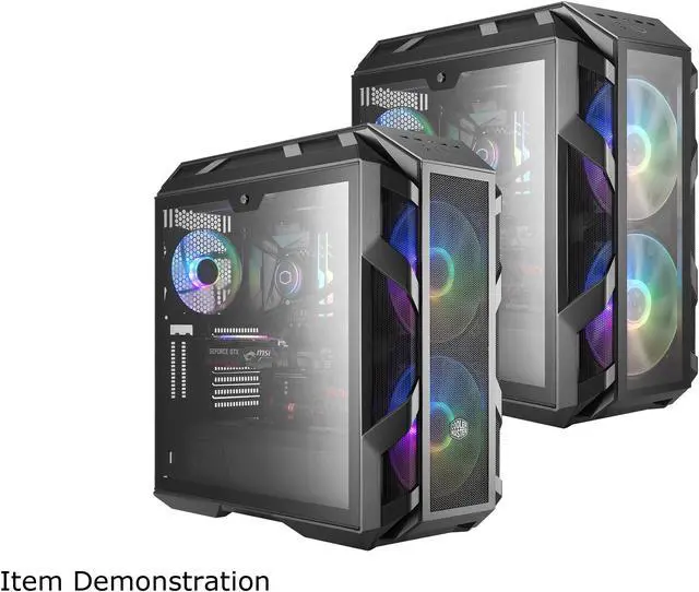 Alt view image 11 of 18 - Cooler Master MasterCase H500M ARGB Airflow ATX Mid-Tower with Quad Tempered Glass Panels, Dual 200mm ARGB Lighting Fans, Type-C I/O Panel, and Vertical GPU Slots