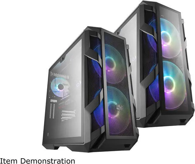 Alt view image 9 of 18 - Cooler Master MasterCase H500M ARGB Airflow ATX Mid-Tower with Quad Tempered Glass Panels, Dual 200mm ARGB Lighting Fans, Type-C I/O Panel, and Vertical GPU Slots
