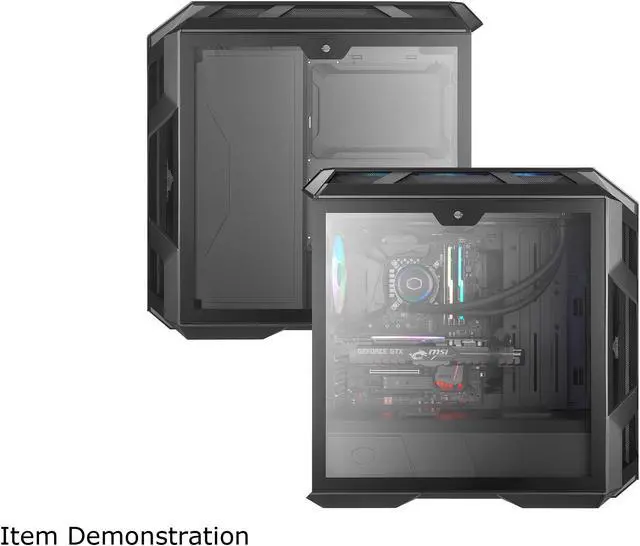 Alt view image 12 of 18 - Cooler Master MasterCase H500M ARGB Airflow ATX Mid-Tower with Quad Tempered Glass Panels, Dual 200mm ARGB Lighting Fans, Type-C I/O Panel, and Vertical GPU Slots