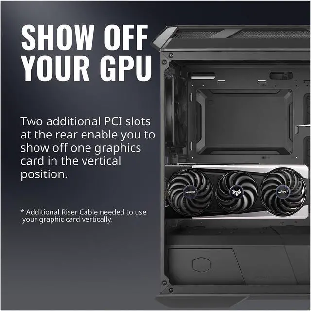 Alt view image 17 of 18 - Cooler Master MasterCase H500M ARGB Airflow ATX Mid-Tower with Quad Tempered Glass Panels, Dual 200mm ARGB Lighting Fans, Type-C I/O Panel, and Vertical GPU Slots