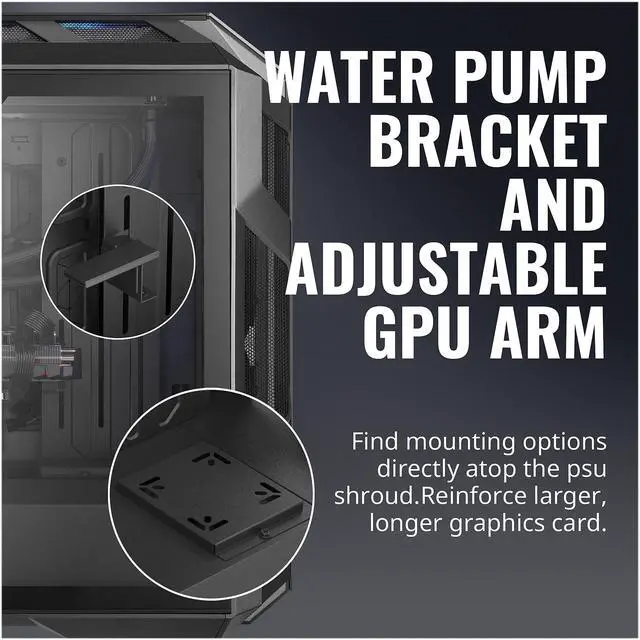 Alt view image 18 of 18 - Cooler Master MasterCase H500M ARGB Airflow ATX Mid-Tower with Quad Tempered Glass Panels, Dual 200mm ARGB Lighting Fans, Type-C I/O Panel, and Vertical GPU Slots