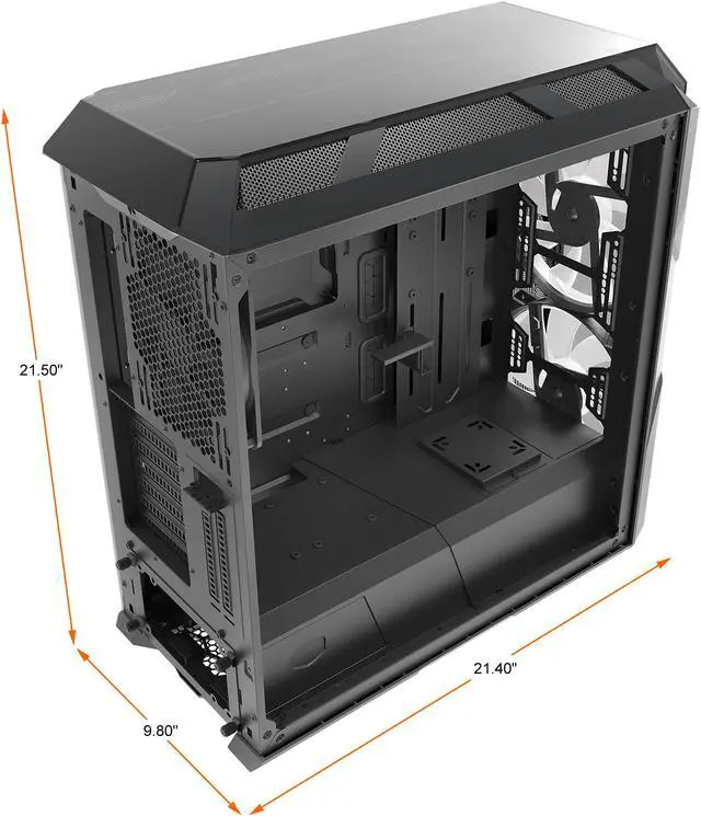 Alt view image 8 of 18 - Cooler Master MasterCase H500M ARGB Airflow ATX Mid-Tower with Quad Tempered Glass Panels, Dual 200mm ARGB Lighting Fans, Type-C I/O Panel, and Vertical GPU Slots
