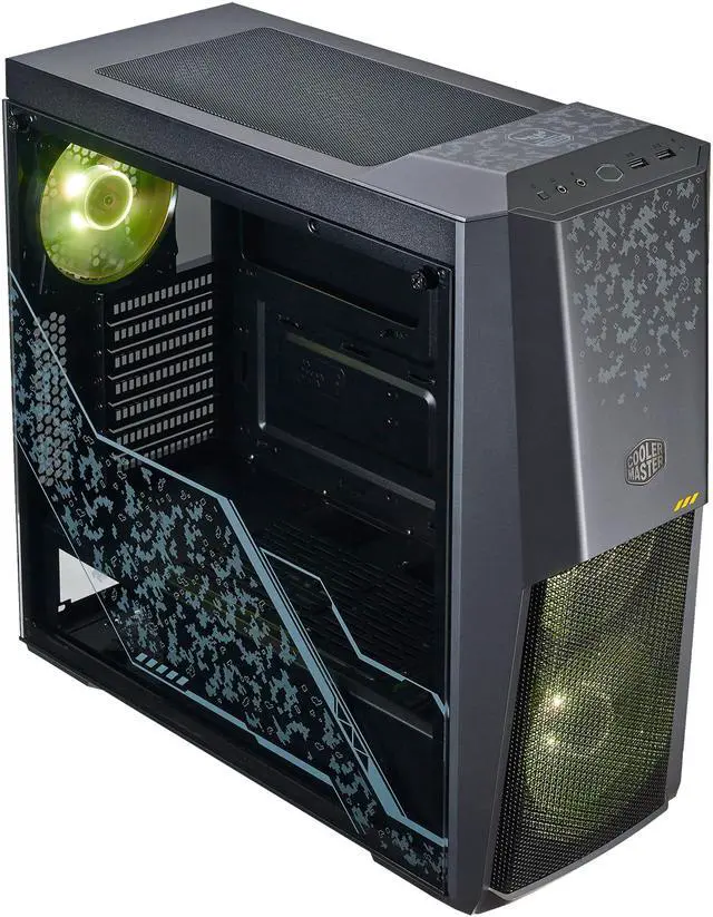 Alt view image 9 of 10 - Cooler Master MasterBox MB500 TUF Gaming Alliance Edition ATX Mid-Tower w/ TUF Aesthetic Design, Semi-Meshed Front Ventilation, Tempered Glass Side Panel & 3 x 120mm RGB Fans