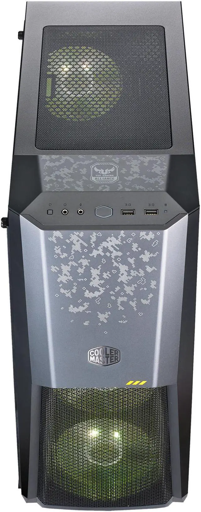 Alt view image 5 of 10 - Cooler Master MasterBox MB500 TUF Gaming Alliance Edition ATX Mid-Tower w/ TUF Aesthetic Design, Semi-Meshed Front Ventilation, Tempered Glass Side Panel & 3 x 120mm RGB Fans