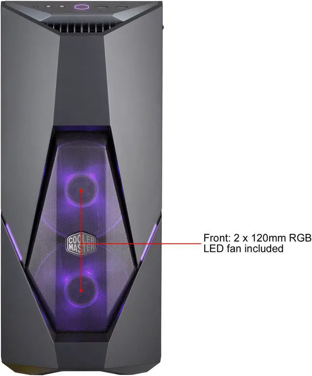 Alt view image 5 of 11 - Cooler Master MasterBox K500 ARGB ATX Mid Tower w/ Front Semi-Meshed Ventilation, Tempered Glass Side Panel, ARGB Lighting System & 2 x 120mm ARGB Fans