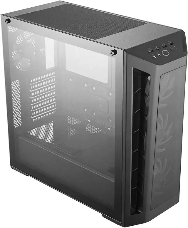 Alt view image 15 of 19 - Cooler Master MasterBox MB530P Black ATX Mid-Tower with Three Tempered Glass Panels, Front Side Mesh Intakes, Three 120mm ARGB Lighting Fans