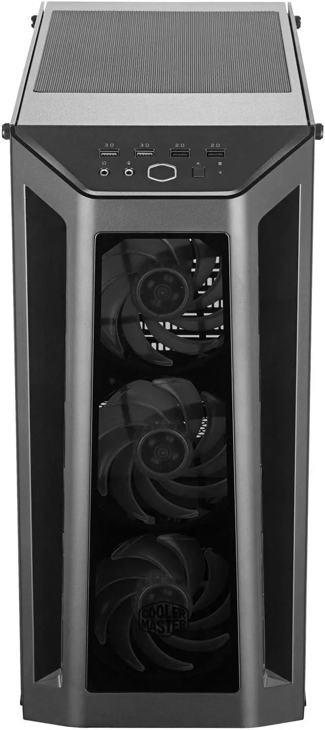Alt view image 4 of 19 - Cooler Master MasterBox MB530P Black ATX Mid-Tower with Three Tempered Glass Panels, Front Side Mesh Intakes, Three 120mm ARGB Lighting Fans