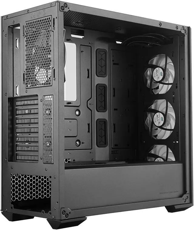 Alt view image 17 of 19 - Cooler Master MasterBox MB530P Black ATX Mid-Tower with Three Tempered Glass Panels, Front Side Mesh Intakes, Three 120mm ARGB Lighting Fans
