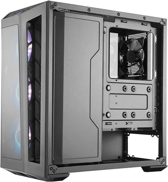 Alt view image 9 of 19 - Cooler Master MasterBox MB530P Black ATX Mid-Tower with Three Tempered Glass Panels, Front Side Mesh Intakes, Three 120mm ARGB Lighting Fans