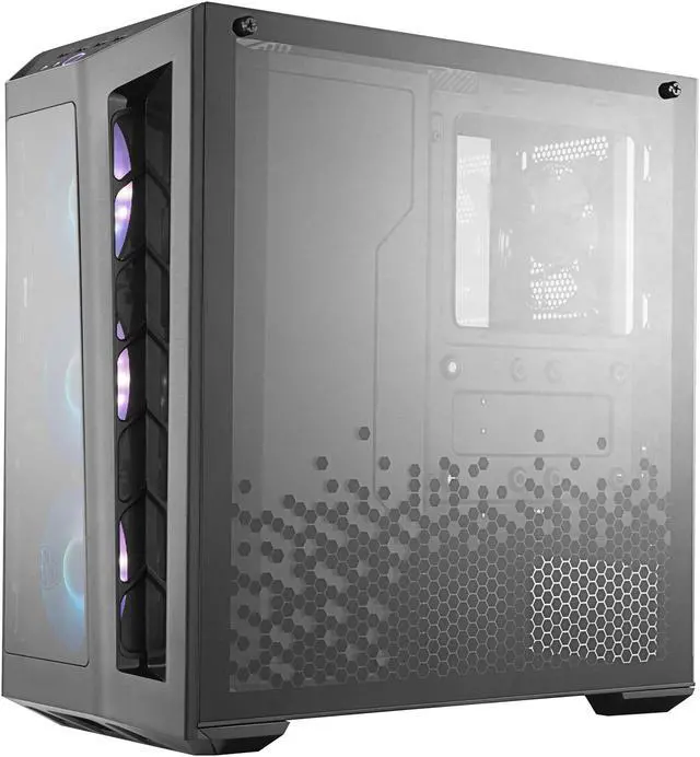 Alt view image 8 of 19 - Cooler Master MasterBox MB530P Black ATX Mid-Tower with Three Tempered Glass Panels, Front Side Mesh Intakes, Three 120mm ARGB Lighting Fans