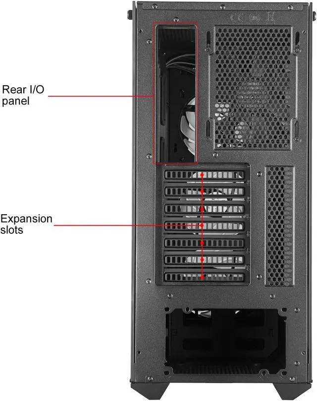 Alt view image 18 of 19 - Cooler Master MasterBox MB530P Black ATX Mid-Tower with Three Tempered Glass Panels, Front Side Mesh Intakes, Three 120mm ARGB Lighting Fans